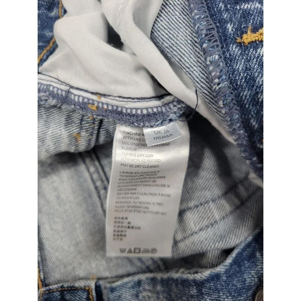 We The Free People Stella Jeans Women 26 Blue AcidWash Skinny Button Fly Raw Hem